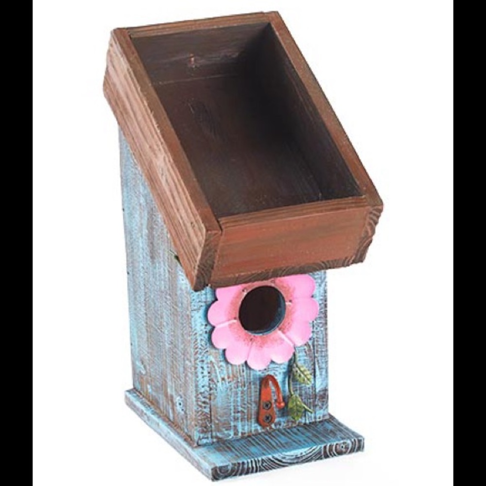 Wood Birdhouse Planters ~ Blue